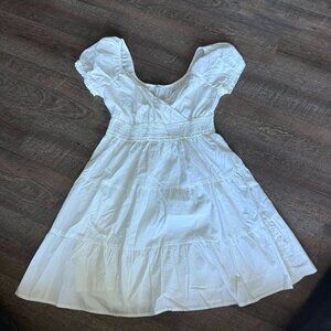 Hollister White Puff Sleeve Tiered Mini Dress L